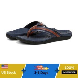 Vionic Men's Tide II Toe Post Sandal Navy Brown Color NWT